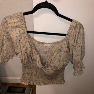 Off the shoulder floral shirt